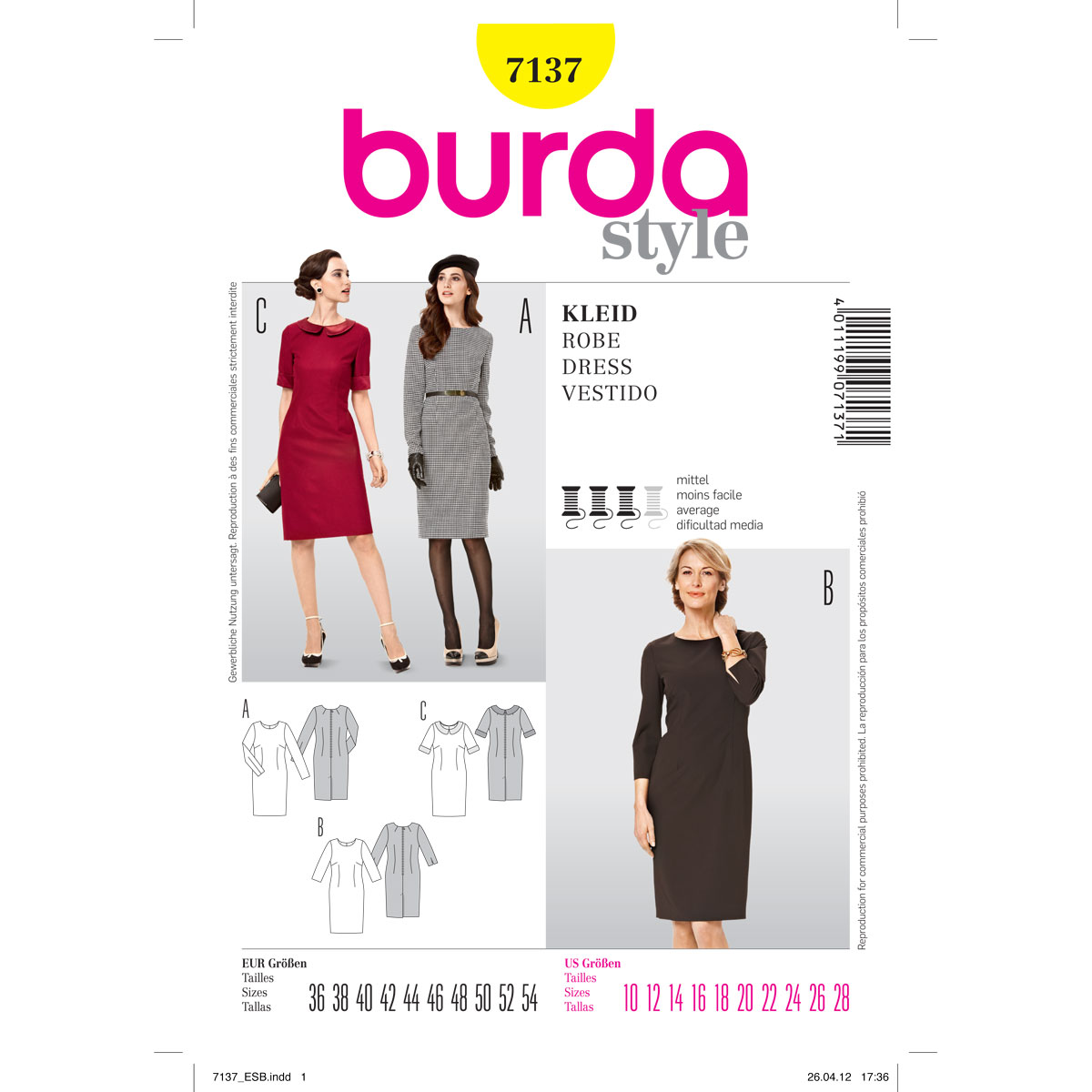 Burda patroon 7137 jurk. Maat: 36-54 - STUK