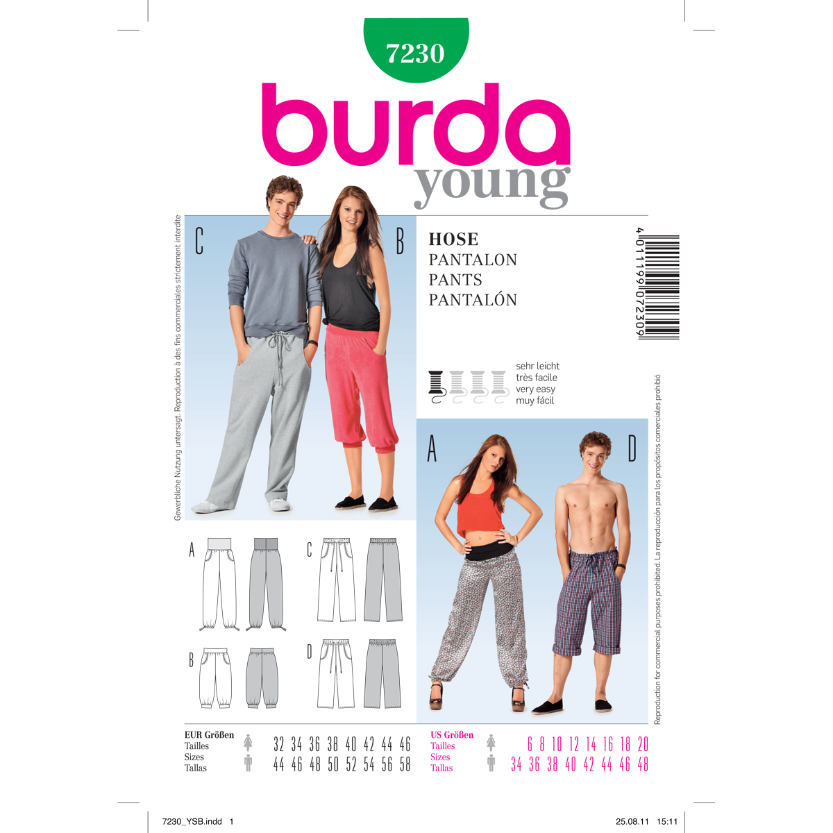 Burda patroon 7230 broek. Maat: 32-46 / 44-58 - STUK