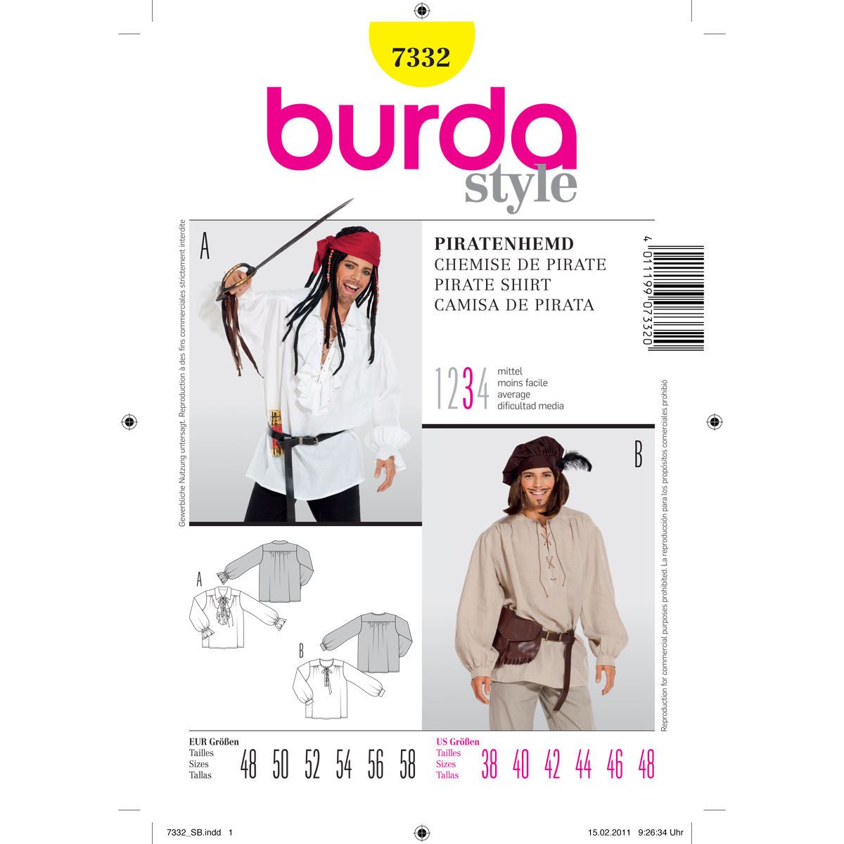 Burda patroon 7332 piraat. Maat: 48-58 - STUK