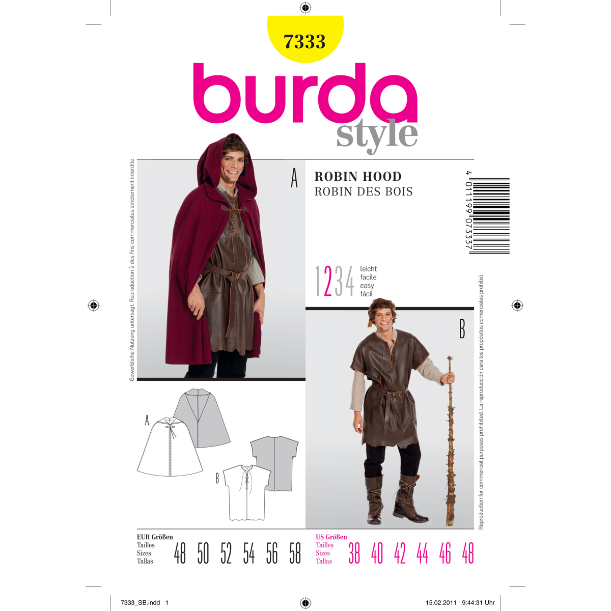 Burda patroon 7333 Robin Hood. Maat: 48-58 - STUK