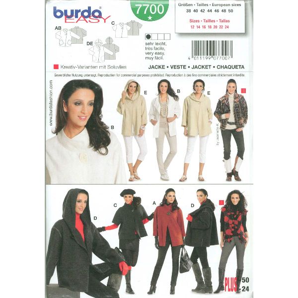 Burda patroon 7700 jack. Maat: 38-50 - STUK