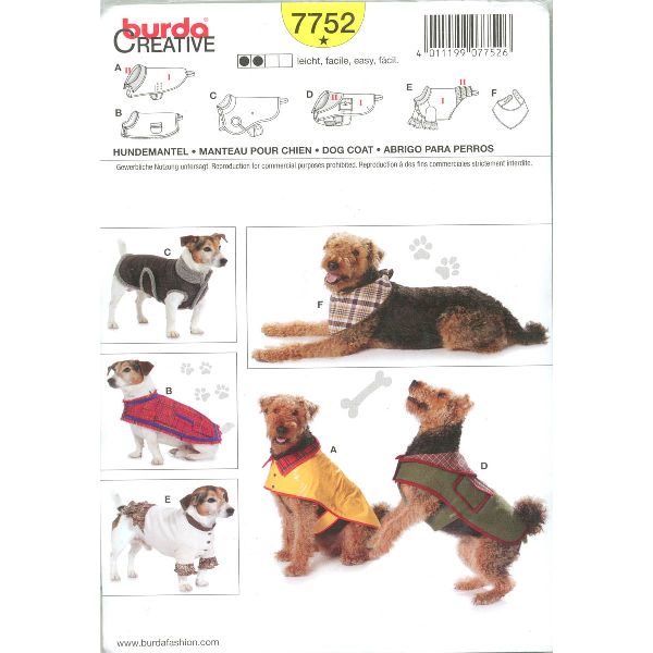 Burda patroon 7752 hondendekje. Maat: S-L - STUK