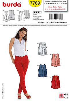 Burda patroon 7769 Vest. Maat: 38-58 - STUK