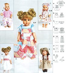 Burda patroon 8308 poppenkleren. Maat: M + L - STUK