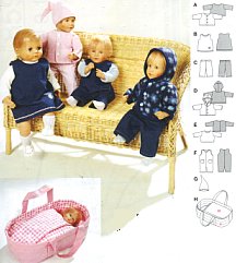 Burda patroon 8591 poppenkleren. Maat: M + L - STUK