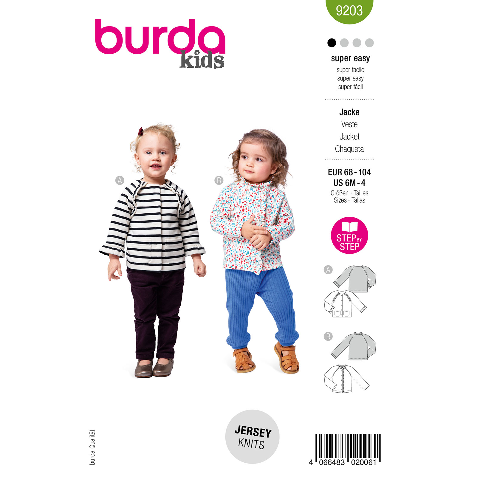 Burda naaipatroon 9203 groen - Jassen maat 68-104 - STUK