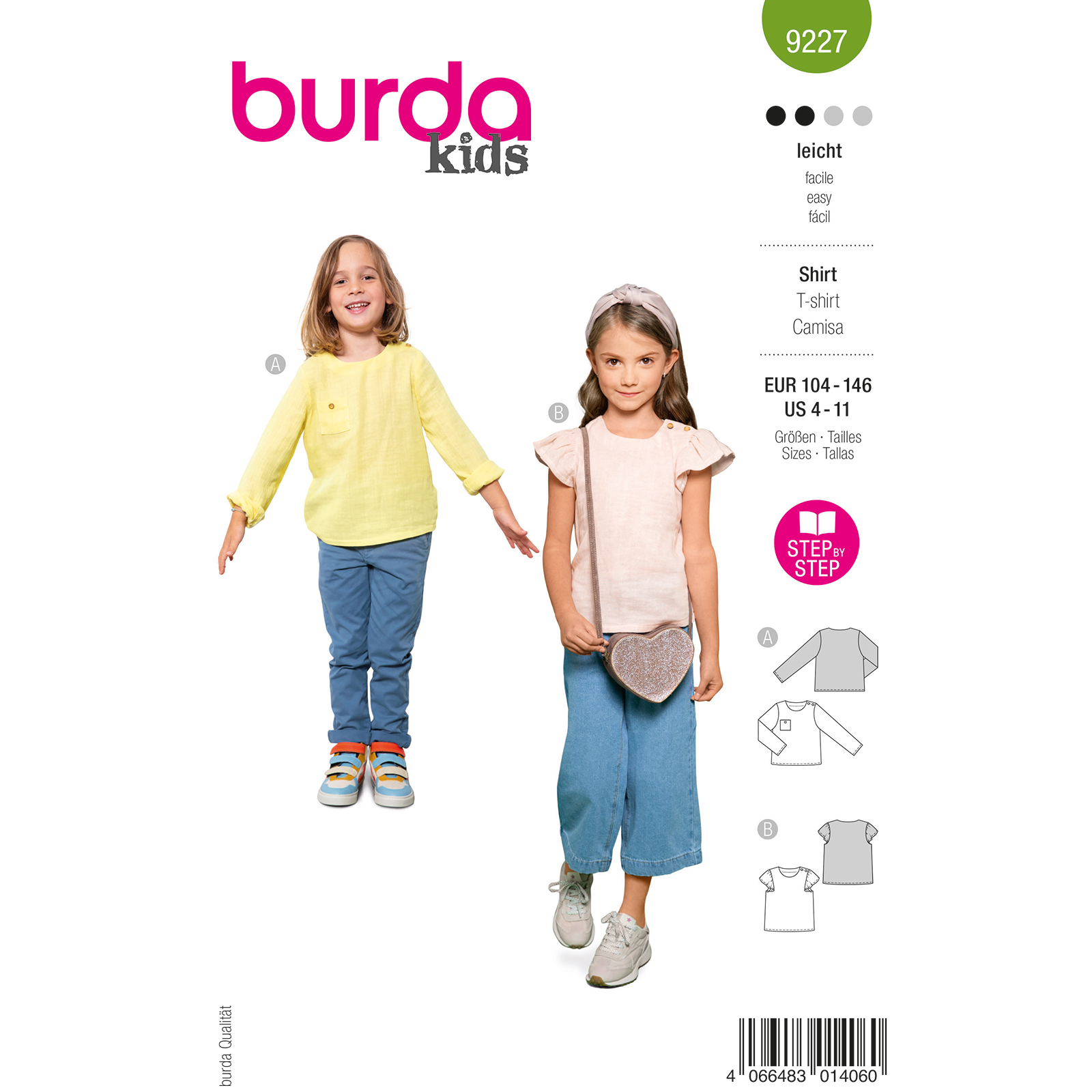 Burda naaipatroon 9227 groen - Shirt maat 104-146 - STUK