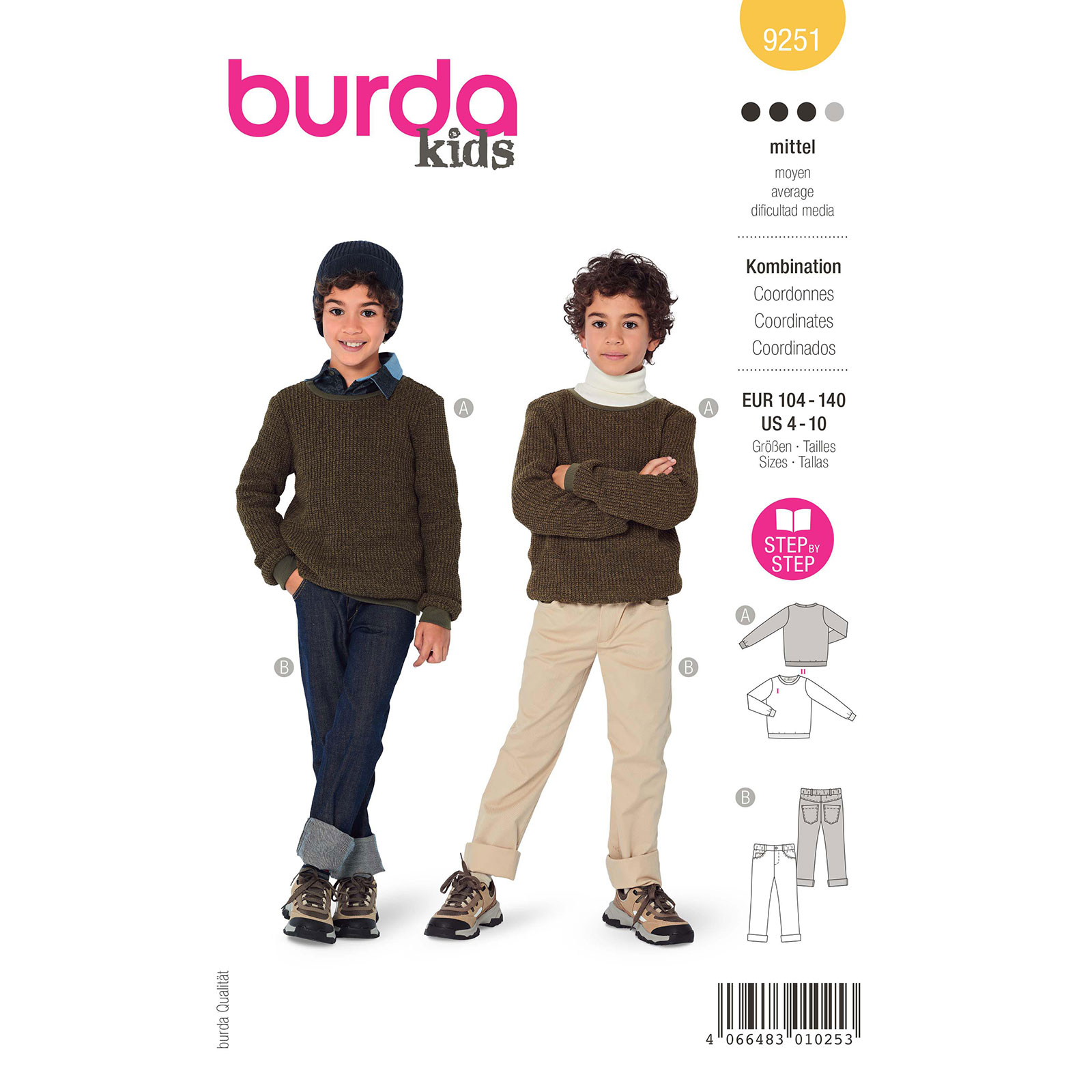 Burda naaipatroon 9251 geel - maat 104-140 - STUK