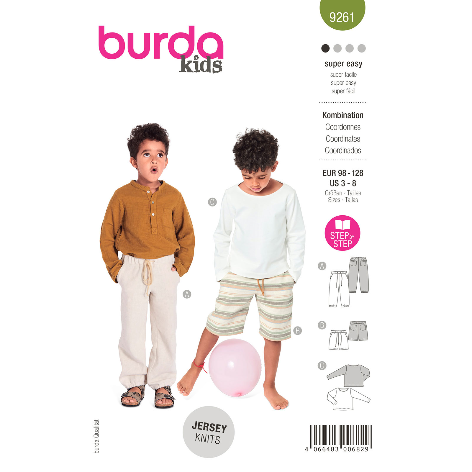 Burda naaipatroon 9261 groen - Broek/Top maat 98-128 - STUK