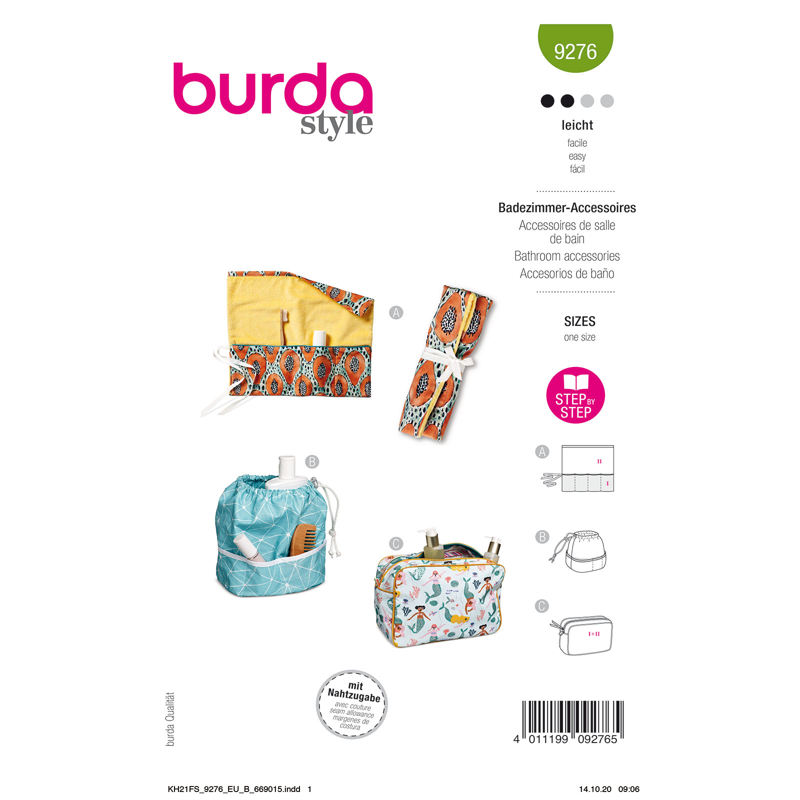 Burda patroon 9276 badkameraccessoires. Maat: one size - STUK