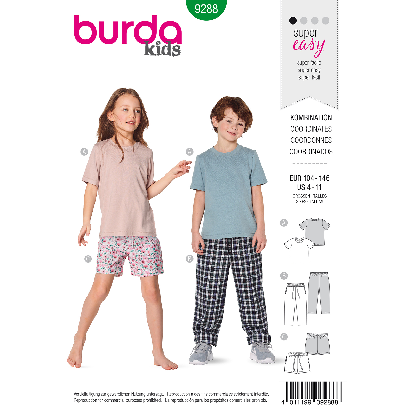 Burda patroon 9288 shirt. Maat: 104-146 - STUK