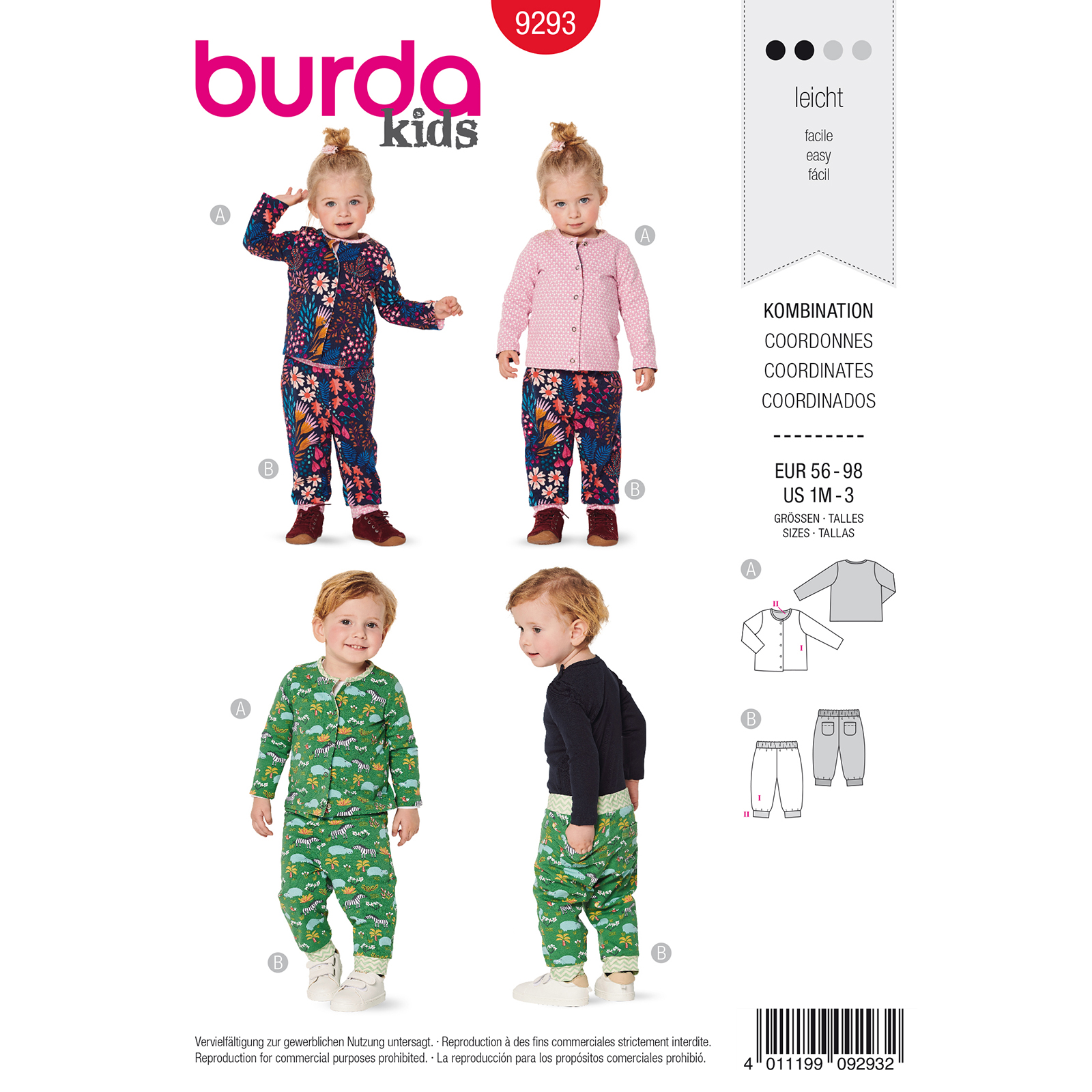 Burda patroon 9293 jack. Maat: 56-98 - STUK