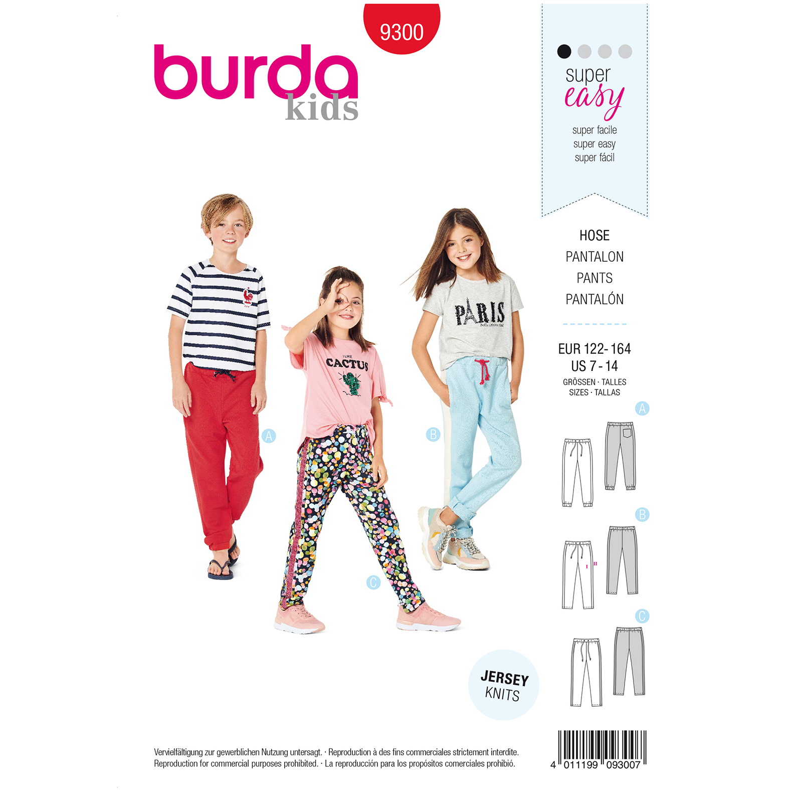 Burda patroon 9300 broek. Maat: 122-164 - STUK