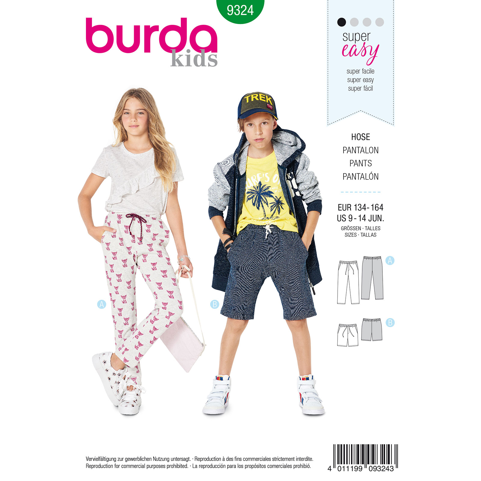 Burda patroon 9324 broek. Maat: 134-164 - STUK
