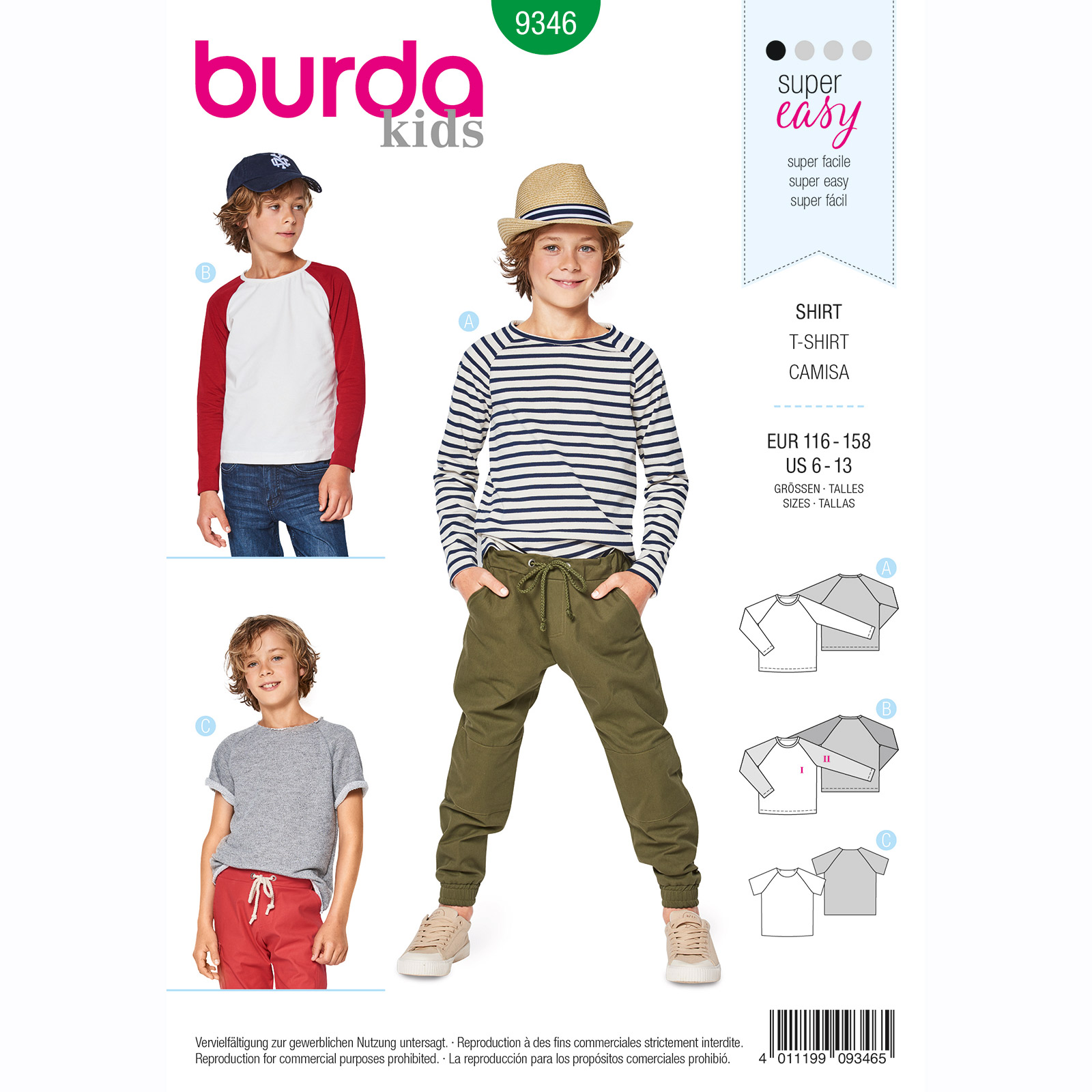 Burda patroon 9346 shirt. Maat: 116-158 - STUK