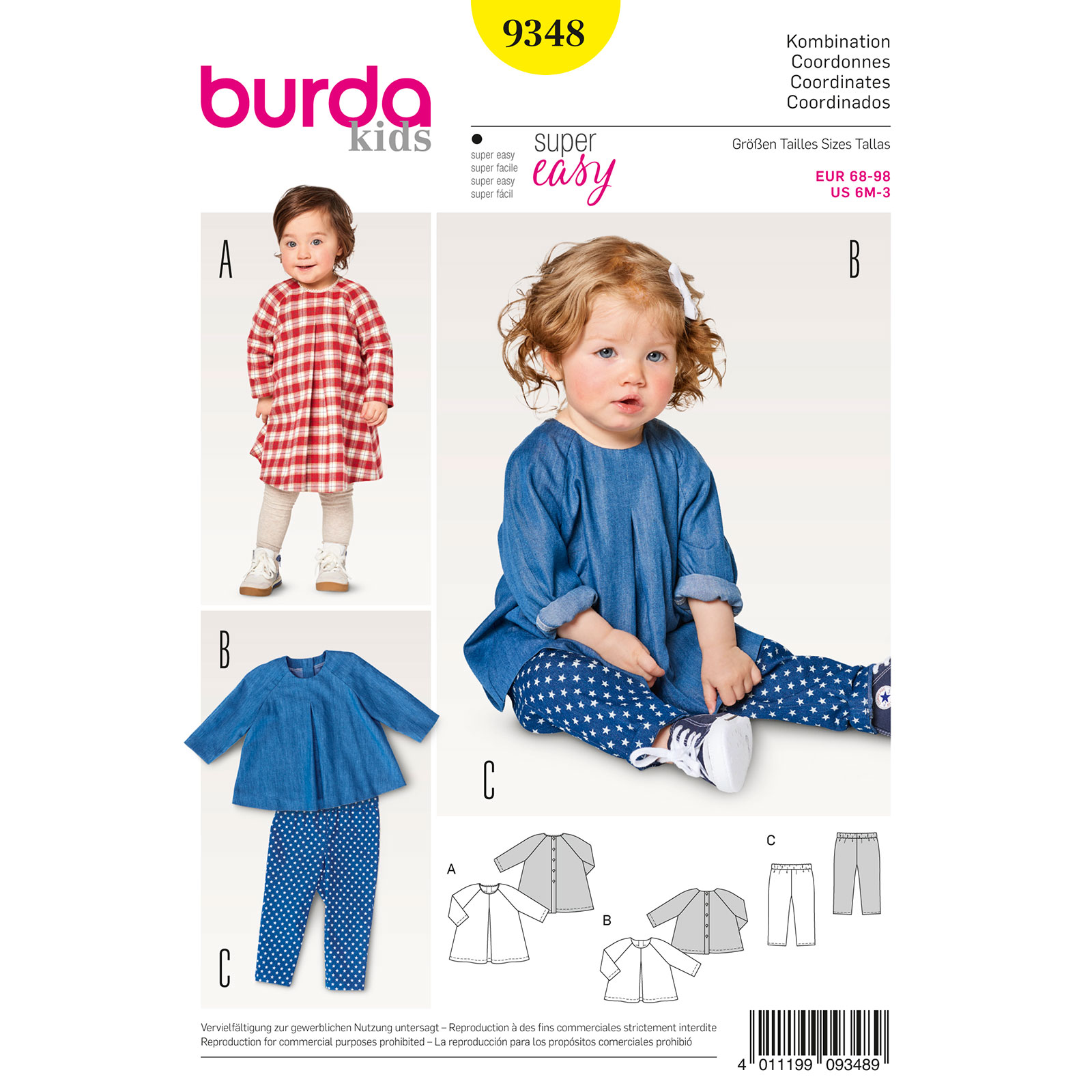 Burda patroon 9348 combinatie. Maat: 68-98 - STUK
