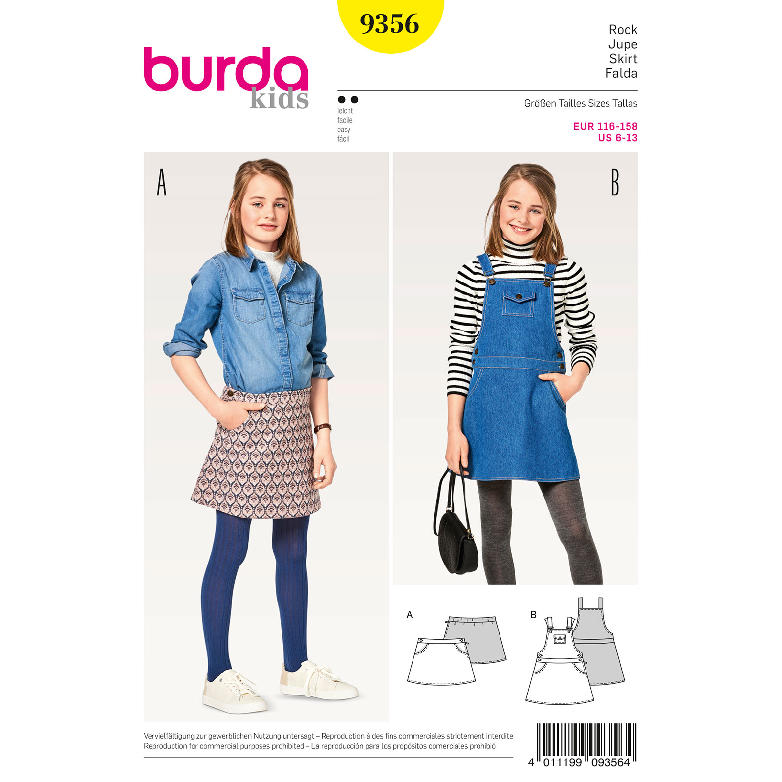 Burda patroon 9356 rok. Maat: 116-158 - STUK
