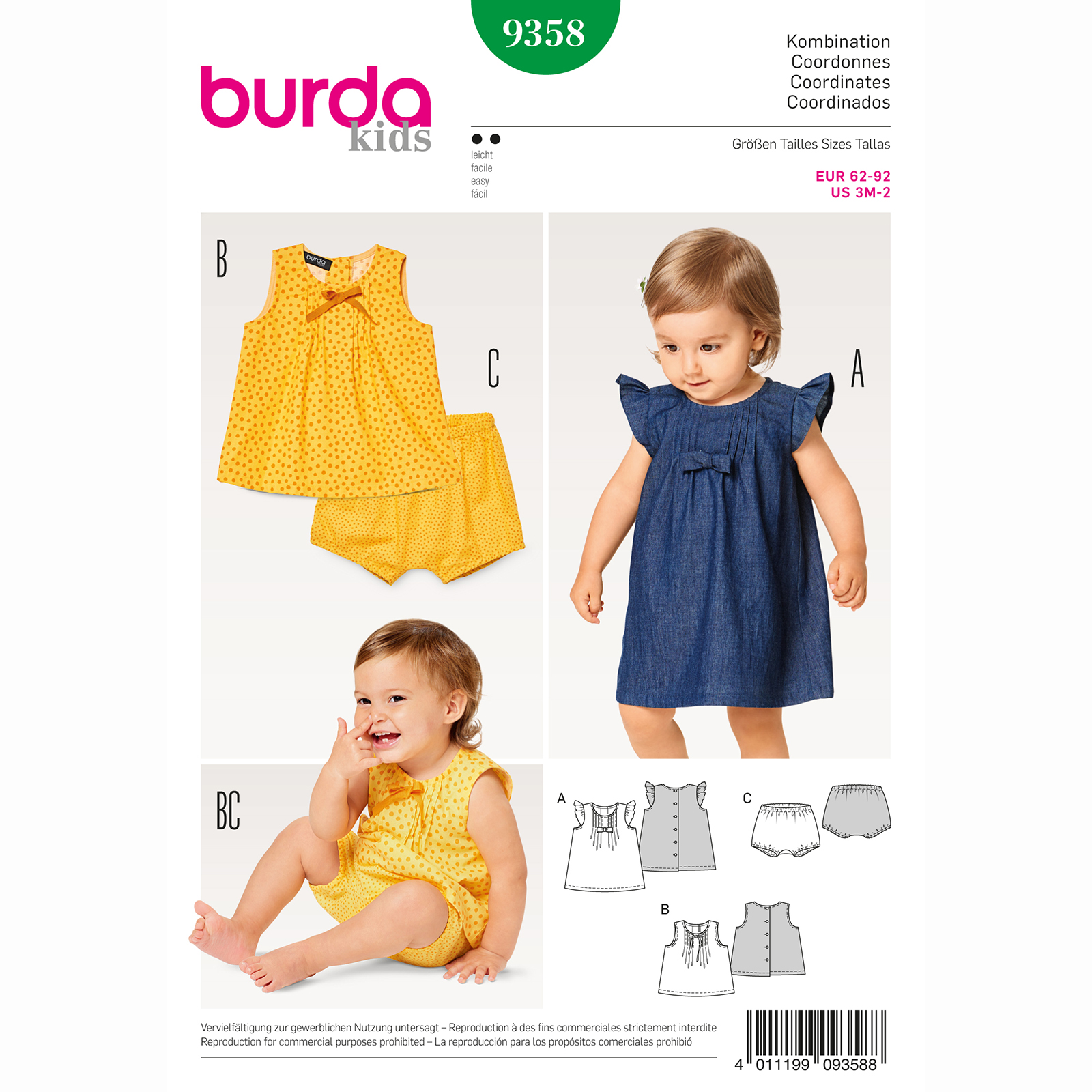 Burda patroon 9358 combinatie. Maat: 62-92 - STUK