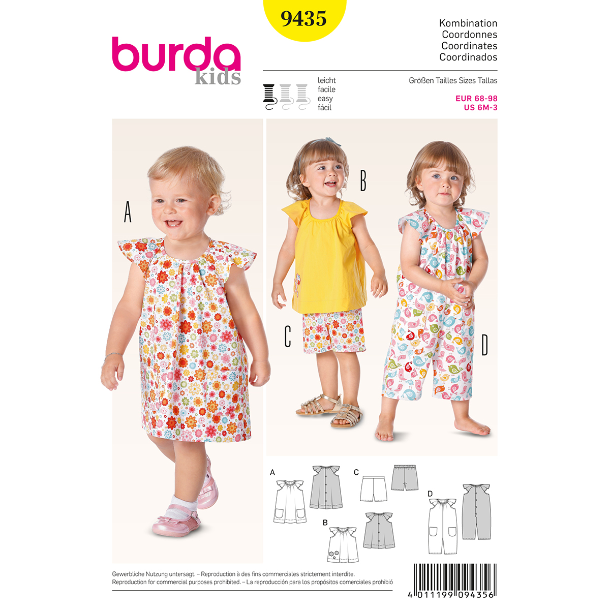 Burda patroon 9435 combinatie. Maat: 68-98 - STUK