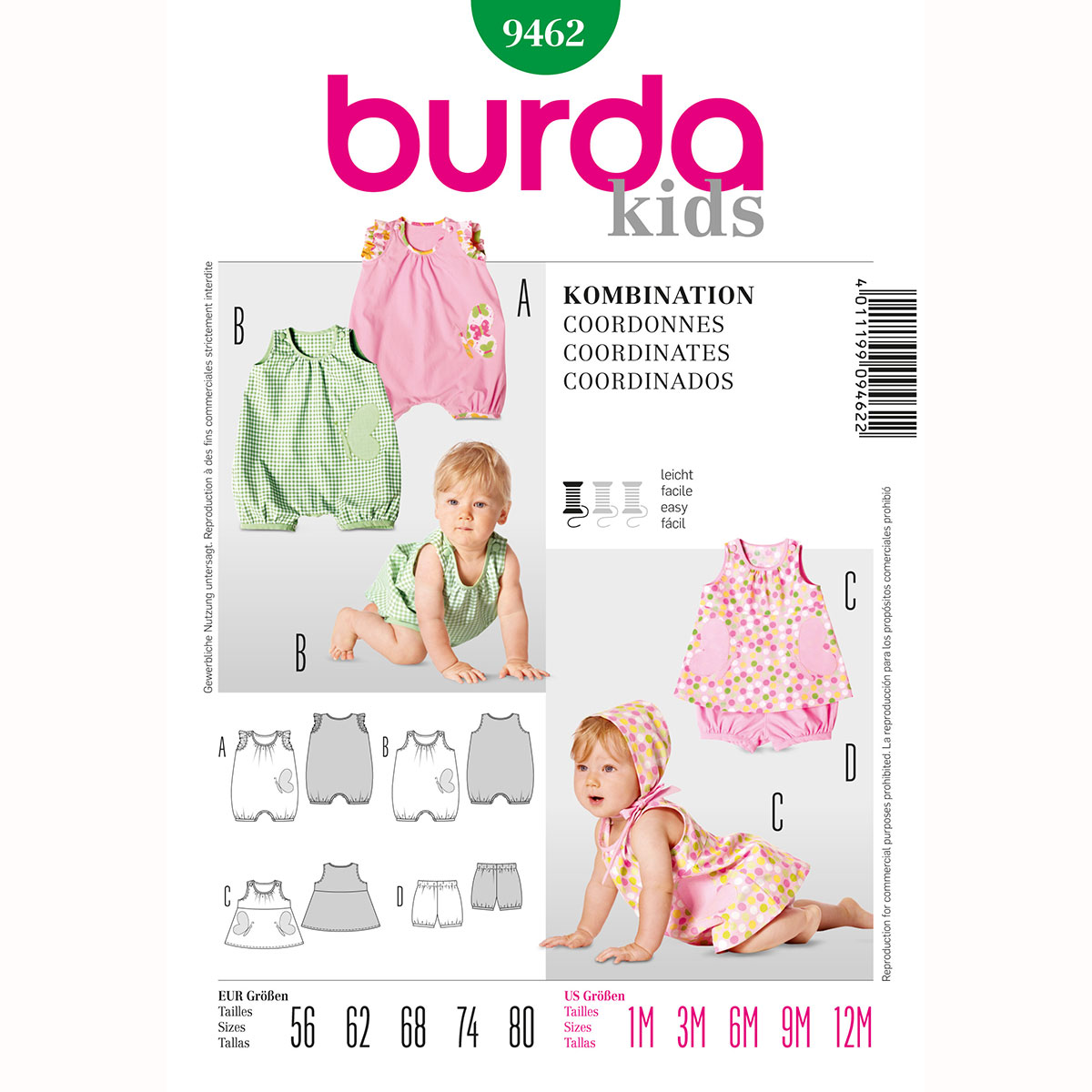 Burda patroon 9462 combinatie. Maat: 56-80 - STUK
