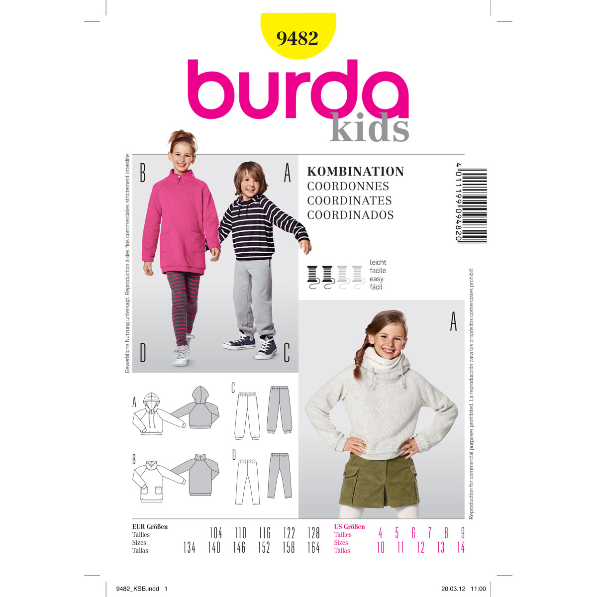 Burda patroon 9482 combinatie. Maat:g 104-164 - STUK