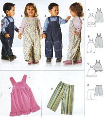 Burda patroon 9772 overalls / rok. Maat: 68-98 - STUK