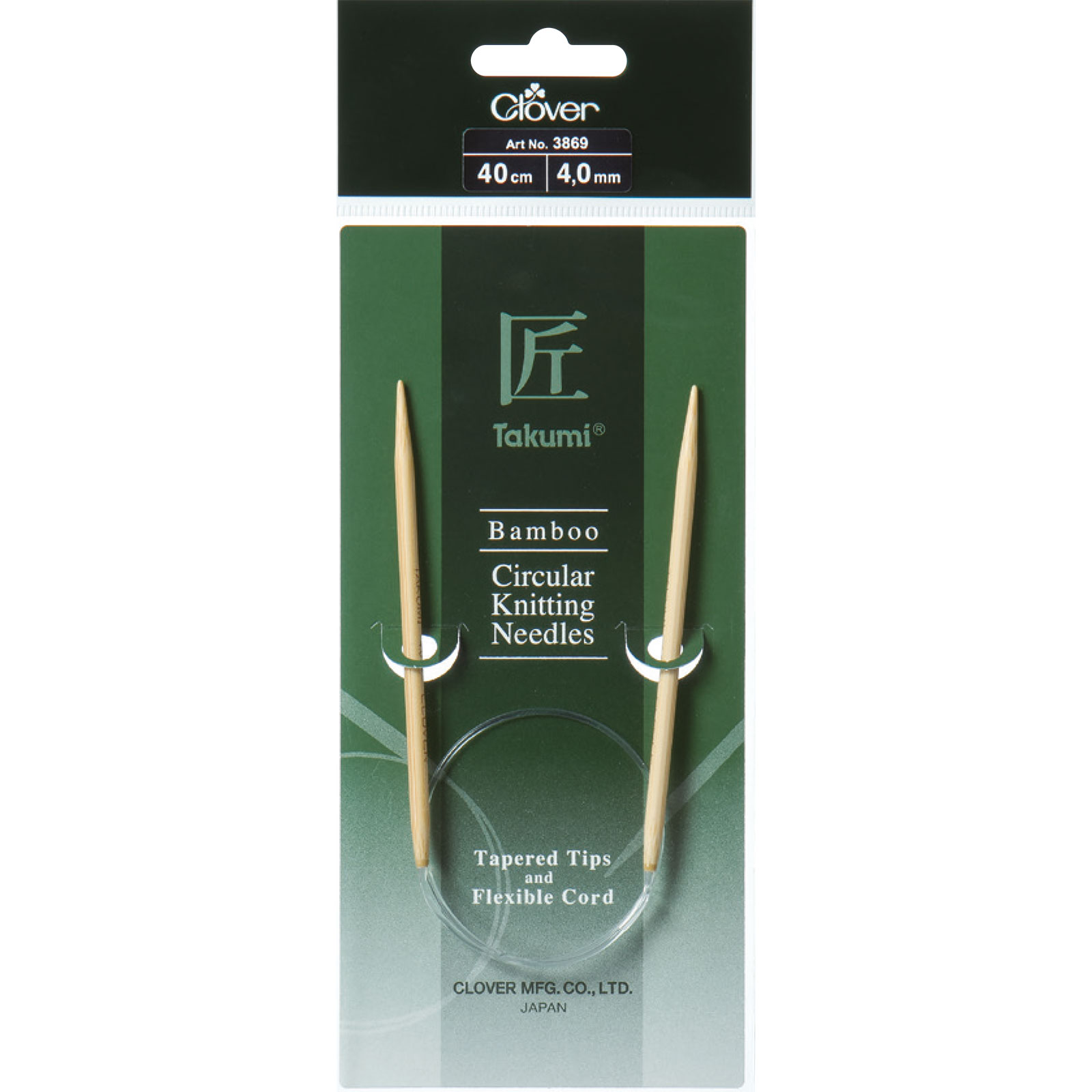 Clover 086.3870 Takumi Bamboo Circular Knitting Needles 40cm 4.50mm - Kaart