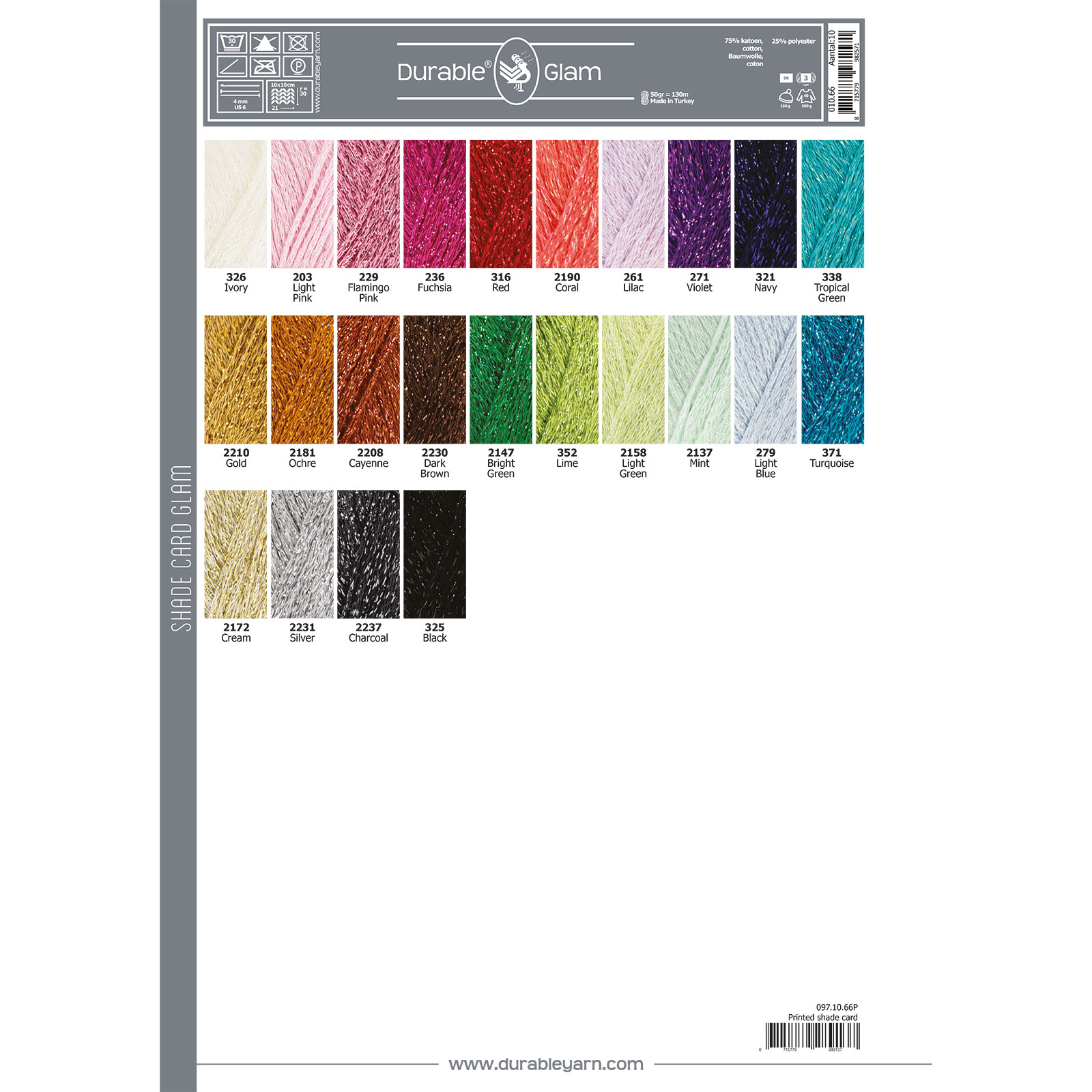 Kleurkaart Print Durable Glam 010.66 - STUK