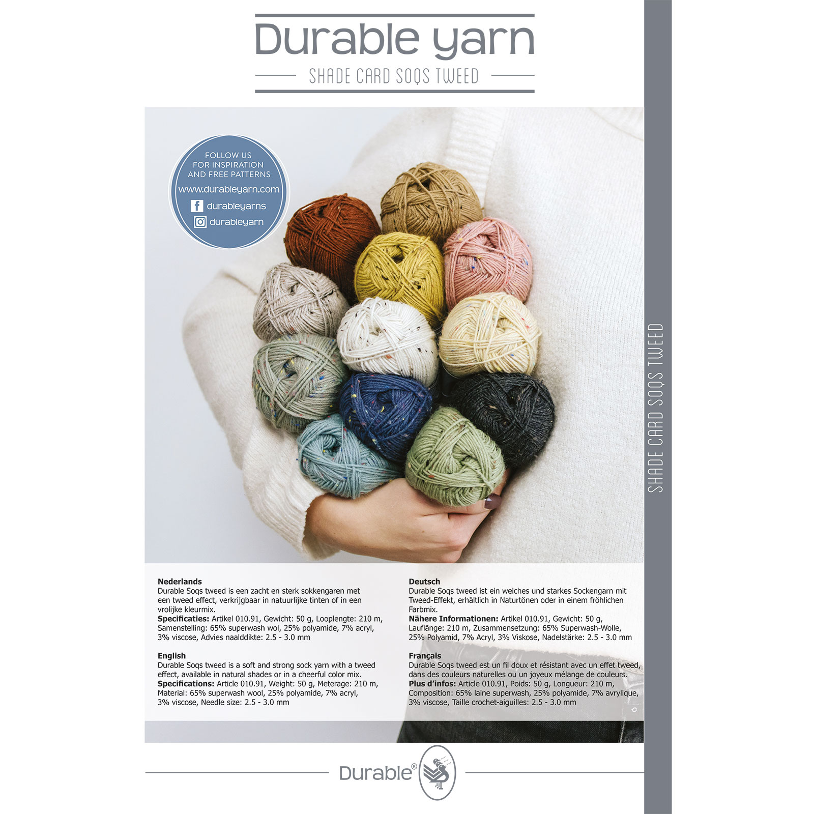 Staalkaart Durable Soqs Tweed 010.91 - STUK