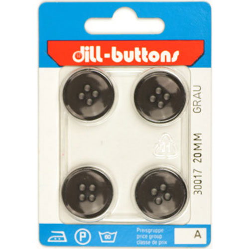 Dill 007.30017 Unigekleurde knopen 4 gaats 20 mm - Kaart
