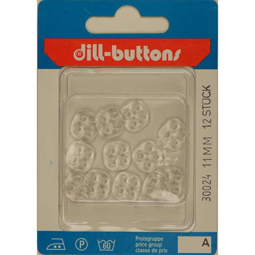 Dill 007.30024 Transparante knopen 4 gaats 11 mm - Kaart