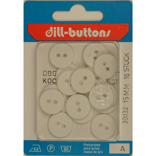 Dill 007.30032 Unigekleurde knopen 2 gaats 15 mm - Kaart
