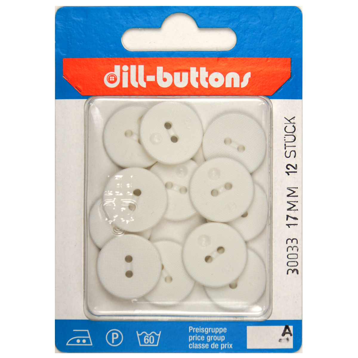 Dill 007.30033 Unigekleurde knopen 2 gaats 17 mm - Kaart