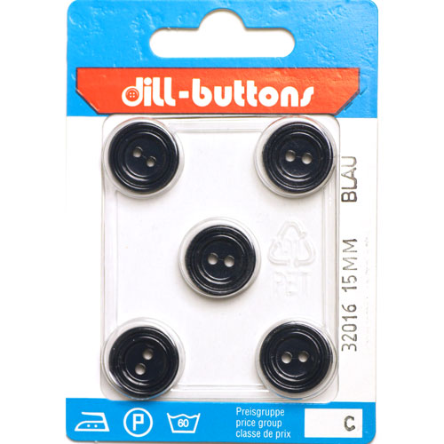 Dill 007.32016 Unigekleurde knopen 2 gaats 15 mm - Kaart