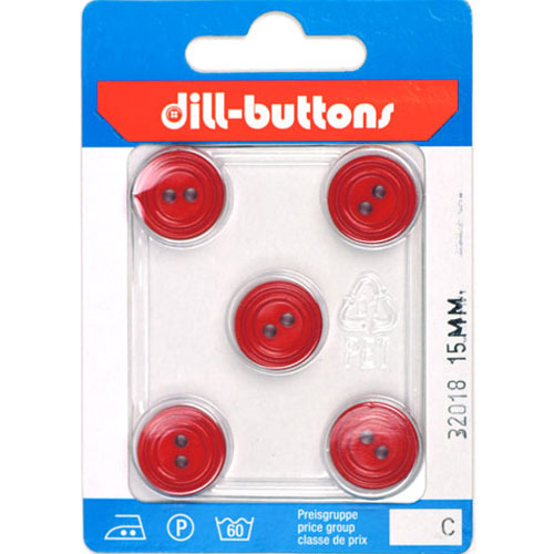 Dill 007.32018 Unigekleurde knopen 2 gaats 15 mm - Kaart