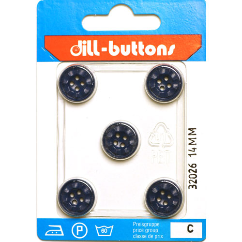 Dill 007.32026 Unigekleurde knopen 4 gaats 14 mm - Kaart