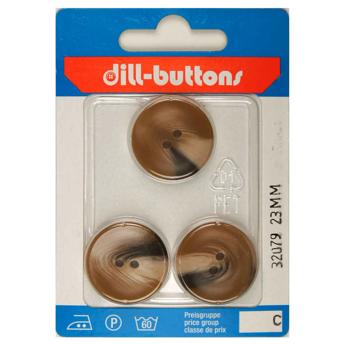 Dill 007.32079 Gemeleerde blazer knopen 2 gaats 23 mm - Kaart