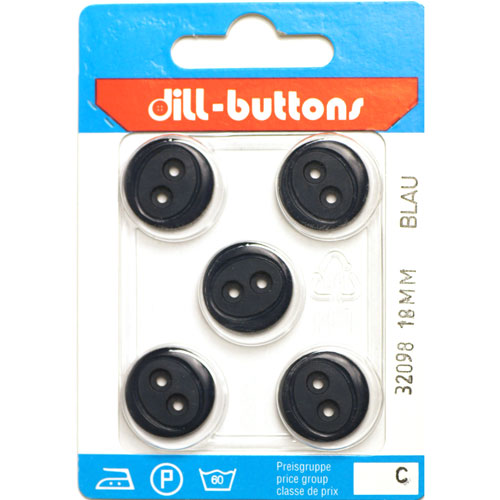 Dill 007.32098 Unigekleurde knopen 2 gaats 18 mm - Kaart