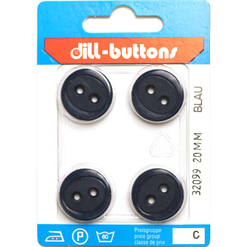 Dill 007.32099 Unigekleurde knopen 2 gaats 20 mm - Kaart