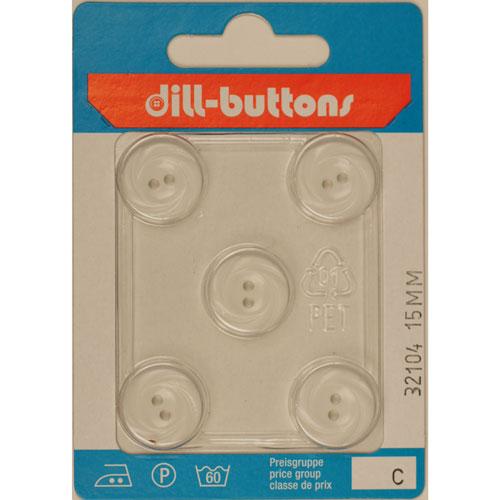 Dill 007.32104 Unigekleurde knopen 2 gaats 15 mm - Kaart