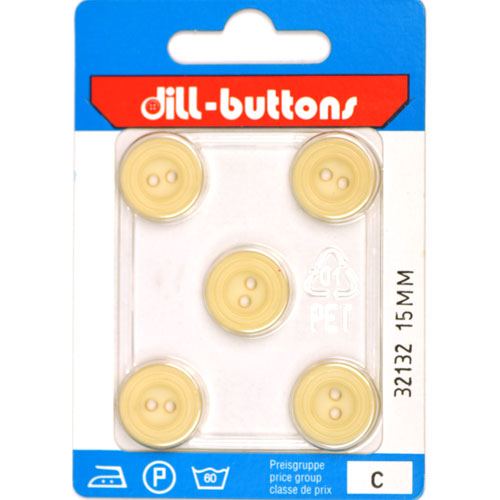 Dill 007.32132 Unigekleurde knopen 2 gaats 15 mm - Kaart