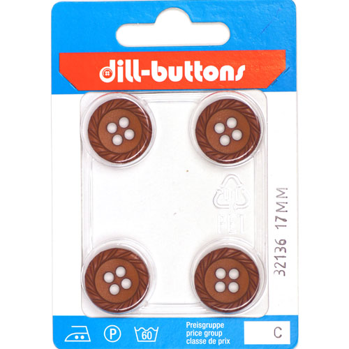 Dill 007.32136 Unigekleurde knopen 4 gaats 17 mm - Kaart