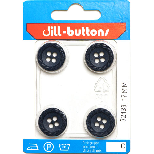Dill 007.32138 Unigekleurde knopen 4 gaats 17 mm - Kaart