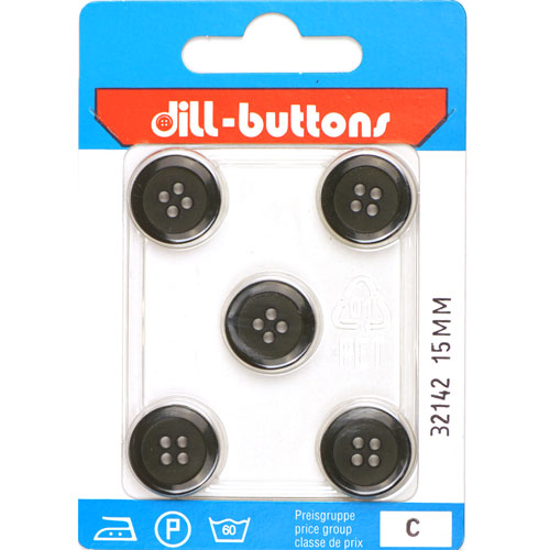 Dill 007.32142 Unigekleurde knopen 4 gaats 15 mm - Kaart