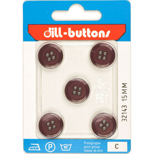 Dill 007.32143 Unigekleurde knopen 4 gaats 15 mm - Kaart