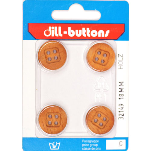 Dill 007.32149 Houten knopen 4 gaats 18 mm - Kaart
