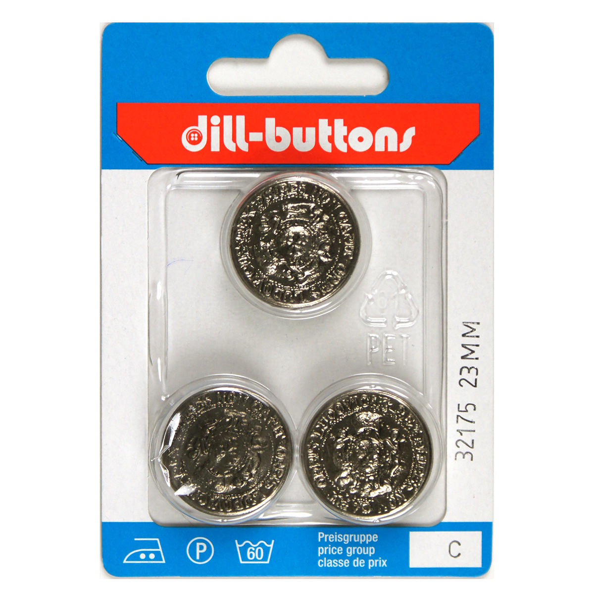 Dill 007.32175 Knopen achtersteek 23 mm - Kaart
