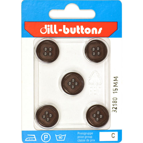 Dill 007.32180 Unigekleurde knopen 4 gaats 15 mm - Kaart