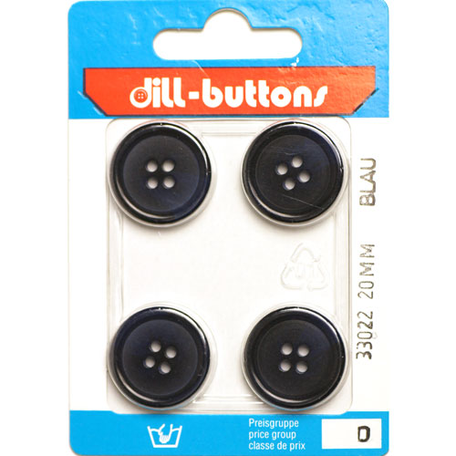 Dill 007.33022 Unigekleurde knopen 4 gaats 20 mm - Kaart