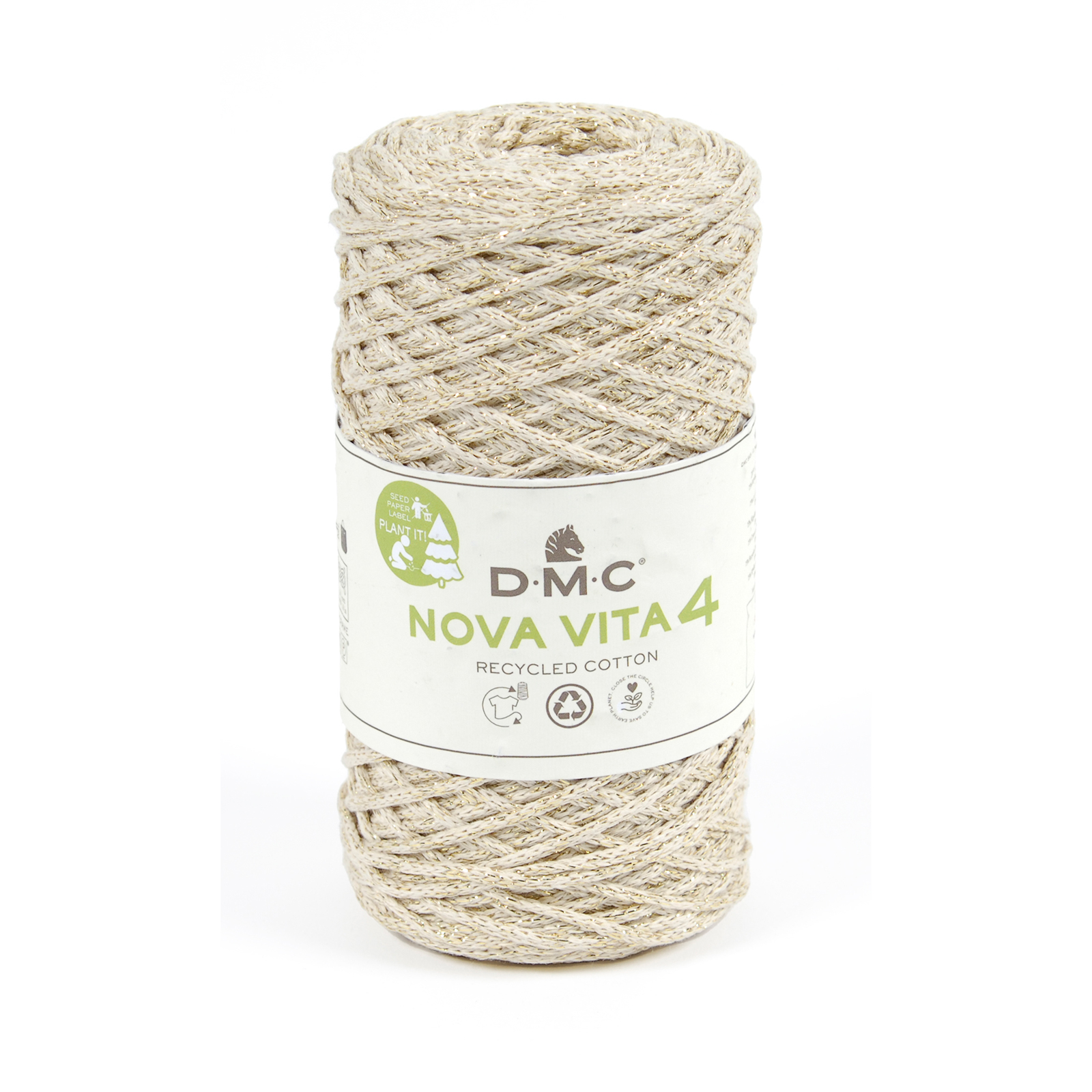 DMC 387 Nova Vita 4 Metallic Effect macrame garen 250 gram 200 mtr, recycled katoen - Kleur 03